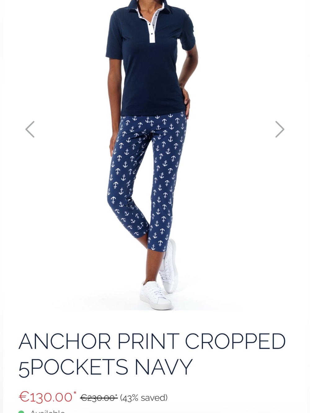 MDC GOLF PANTS Anchor Print Cropped 5-Pocket Pants - Navy